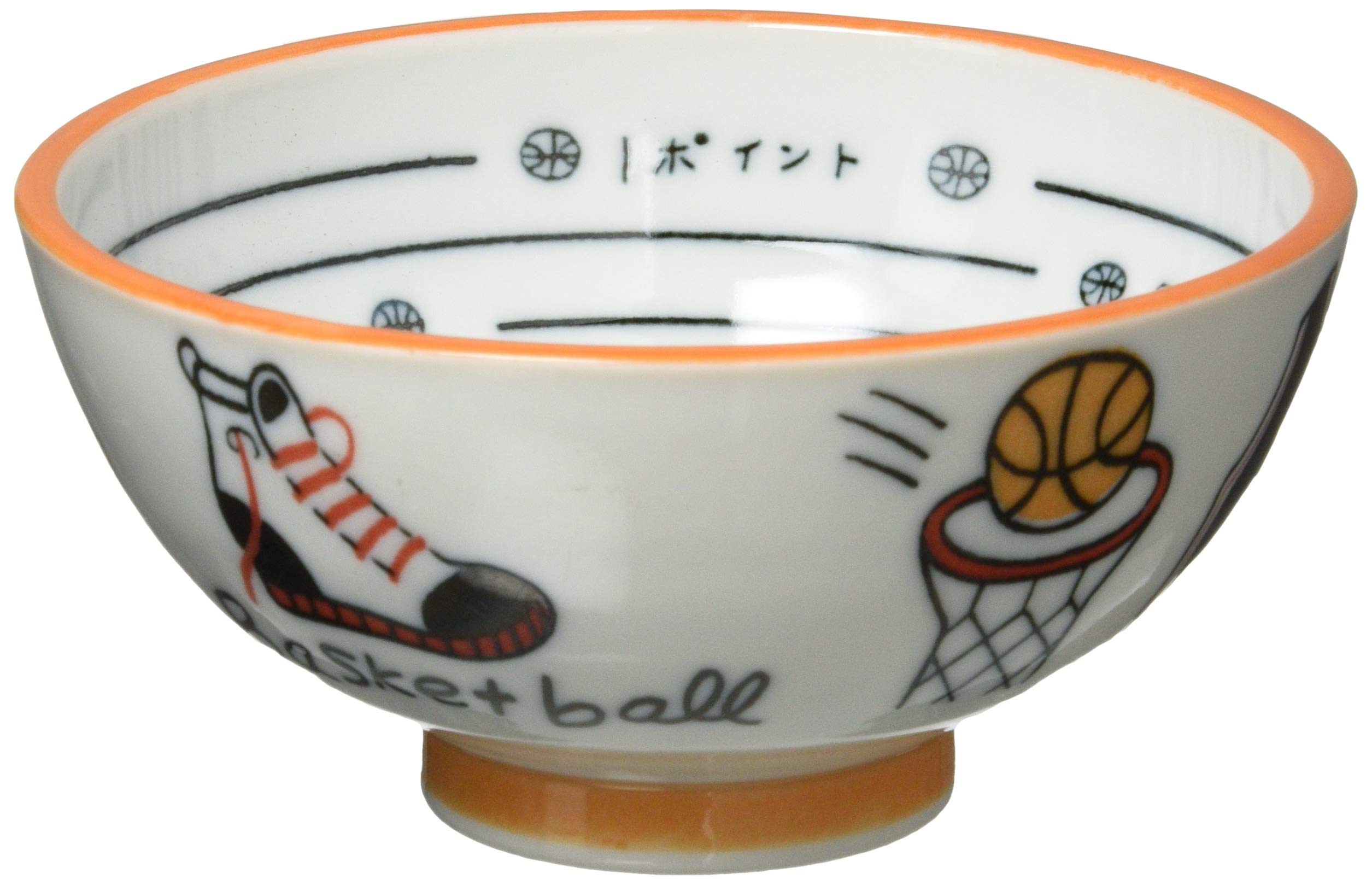 Amazon｜見谷陶器 子ども用茶碗 ホワイト 食育バスケットボール茶碗