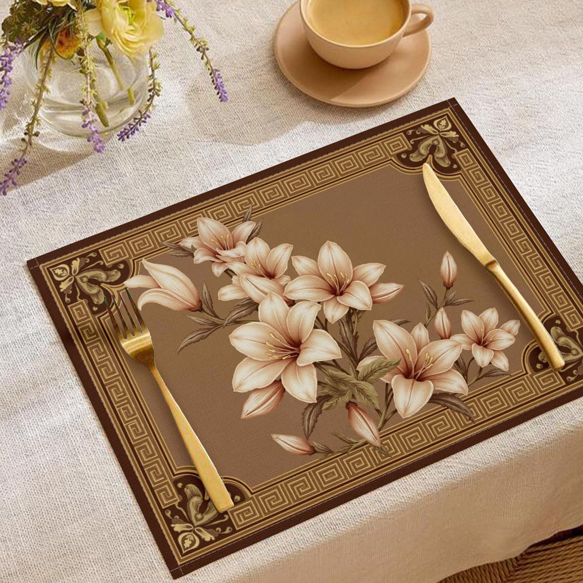 Sets de table brun classique 45x30cm pour vos repas conviviaux en intérieur et extérieur