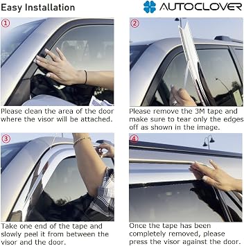 AUTOCLOVER Tape-On Rain Guards Window Visors 4 Pcs Set for Toyota 4Runner 2010-2024 (5th Gen) / Window Deflectors, Out-Channel Vent Shades (Chrome)