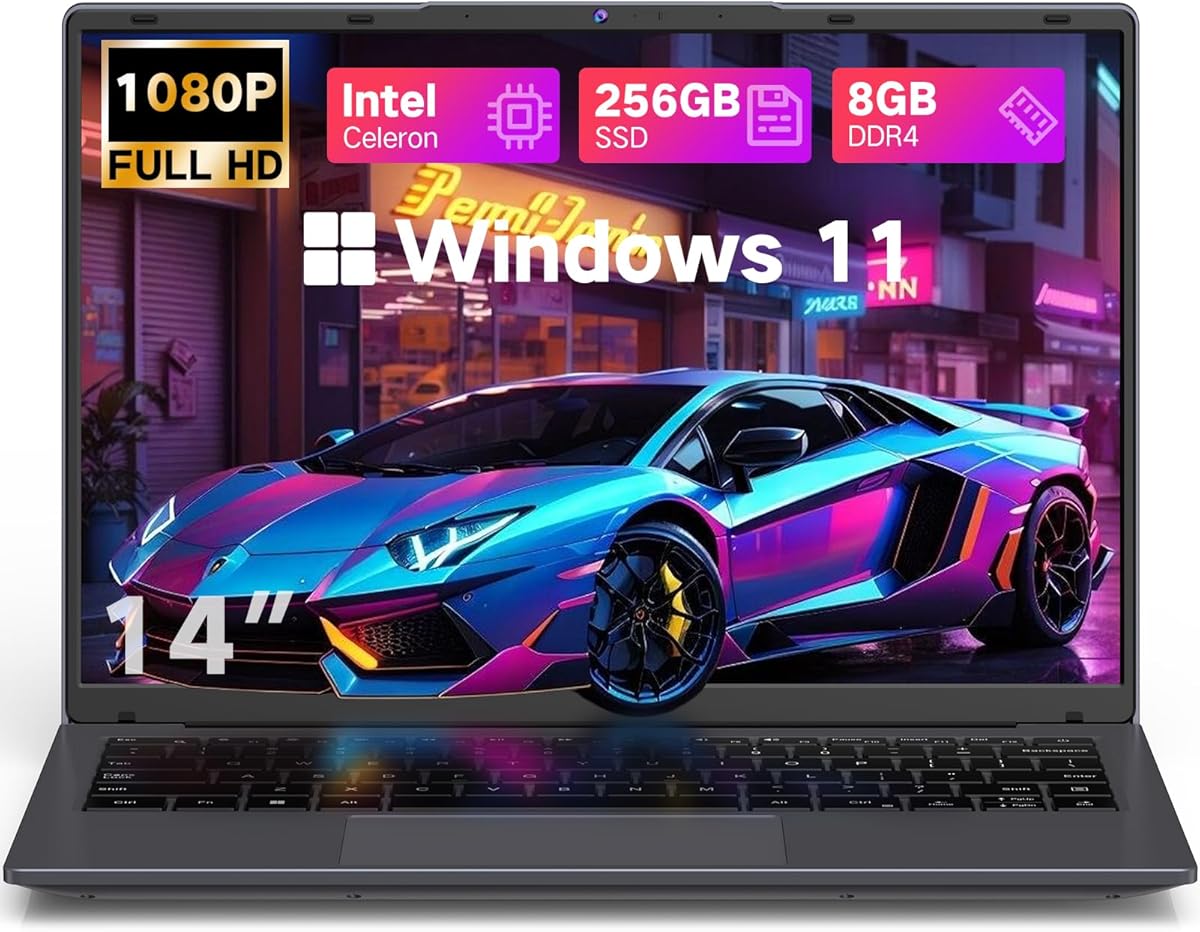 DERE 14 inch Laptop,Gaming PC Coumpter,8GB RAM 256GB SSD| 1920x1200 FHD+ IPS Display| N5805|Win11,HDMI & Wi-Fi|for Study, Office,Business,|Silver Gray : Everything Else