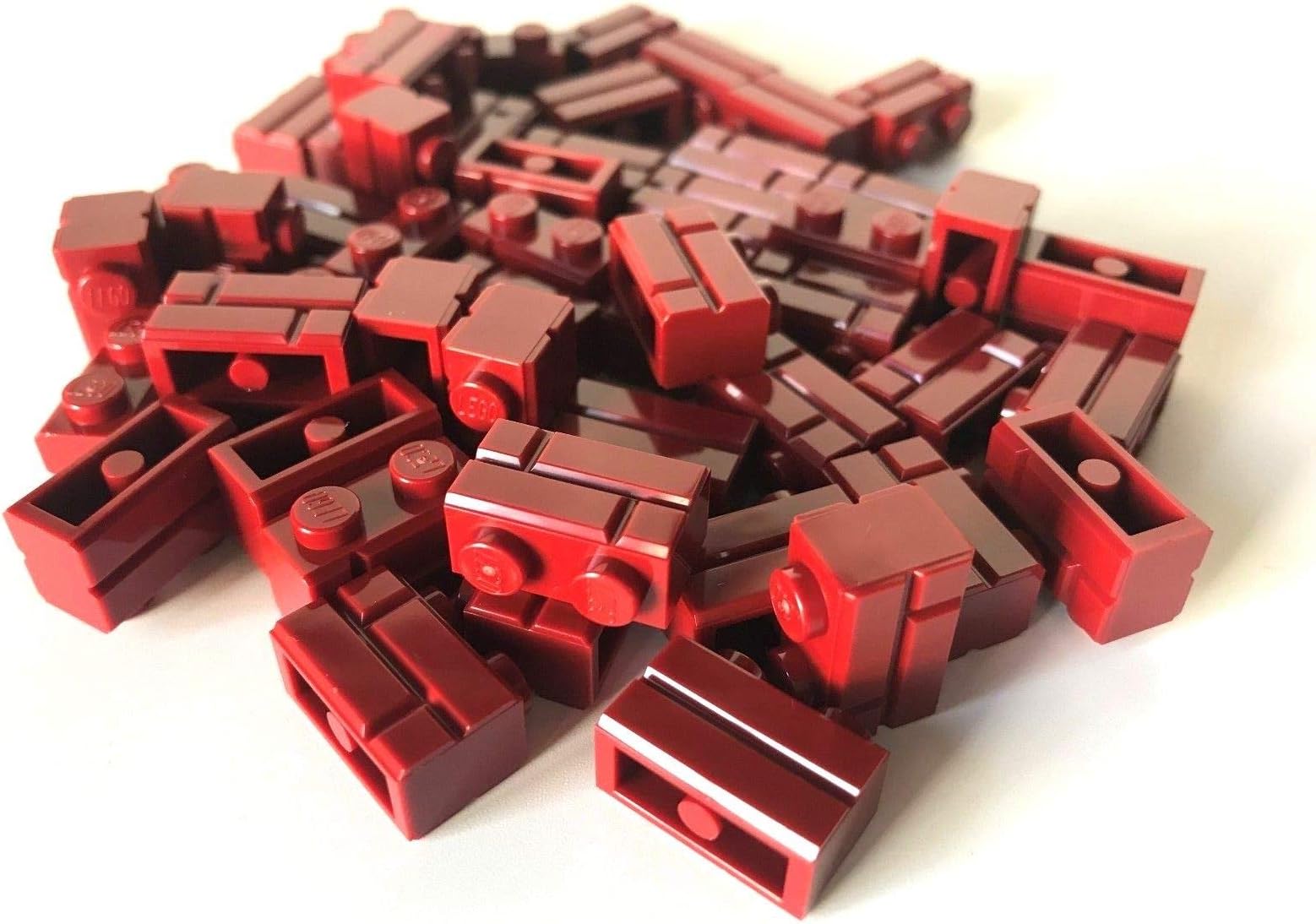 LEGOCity Classic Basic 50 x Dark Red Masonry Bricks 1 x 2 - Building Blocks for Building & Construction of Walls, Houses, Castles - Compatible with All Lego® Sets - Masonry Bricks