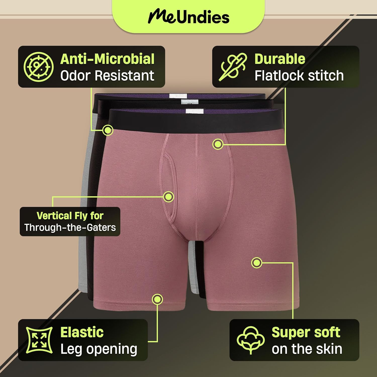 MeUndies – Men’s Boxer Briefs with Fly – 6” Inseam with Breathable and Comfortable Tencel UltraModal Fabric – 3 Pack - Image 3
