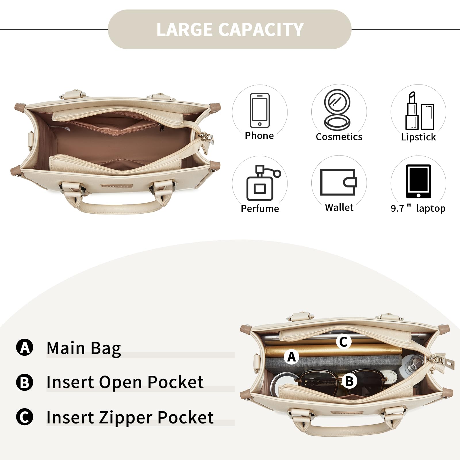 Miss Lulu Sac Cabas Femme,Sac à Main Bandoulière en PU avec Sangle Tressée,Parfait pour l'École,le Travail & la Vie Quotidienne