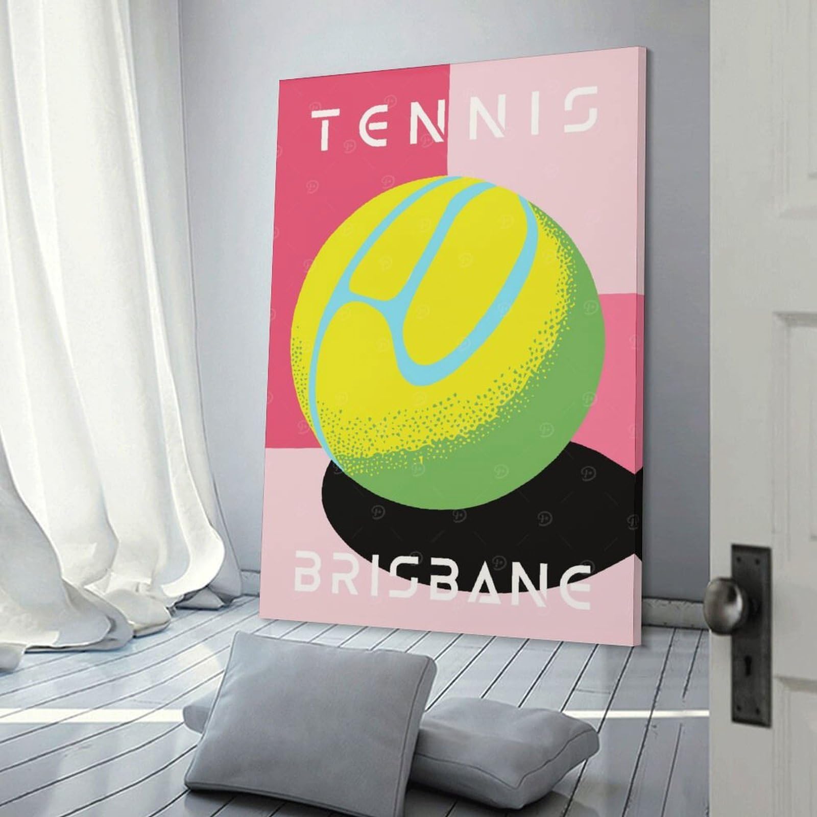 Junmoney Canvas Wall Picture Tennis Bribane, 20x30inch(50x75cm), for Front Hall, Corridor Or Welcome Spaces, Decorative Wall Art for Narrow Spaces