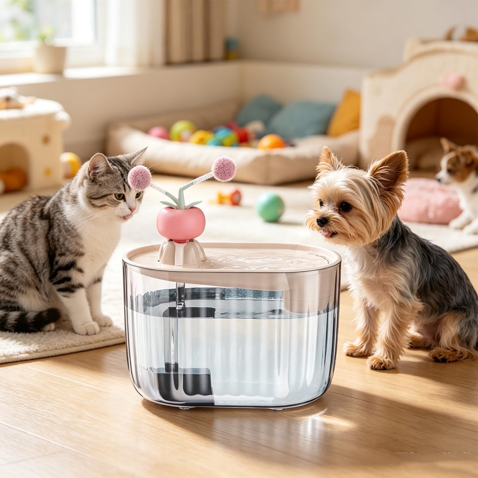 Per Gatti con Dispenser Automatica Trasparente a Spina di Capacità 1,8 L | Fontana D'Acqua Per Animali Per l'Appartamento l'Area Giochi la Camera da l'Abitazione