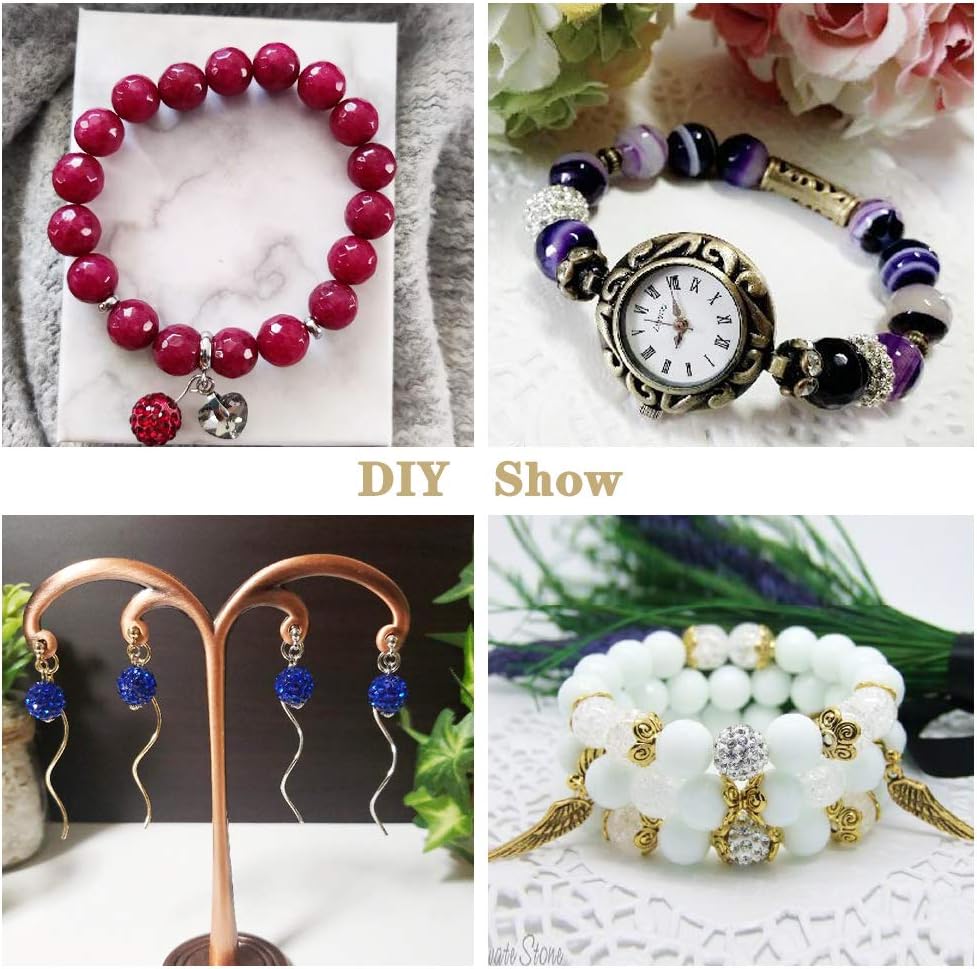 Cheriswelry 150pcs/box 10mm Crystal Disco Ball Beads Set Rhinestones Pave Clay Chunky Crystal Round Ball Charm Beads Mixed Colors for DIY Bracelet Necklace Jewelry Making Supplies