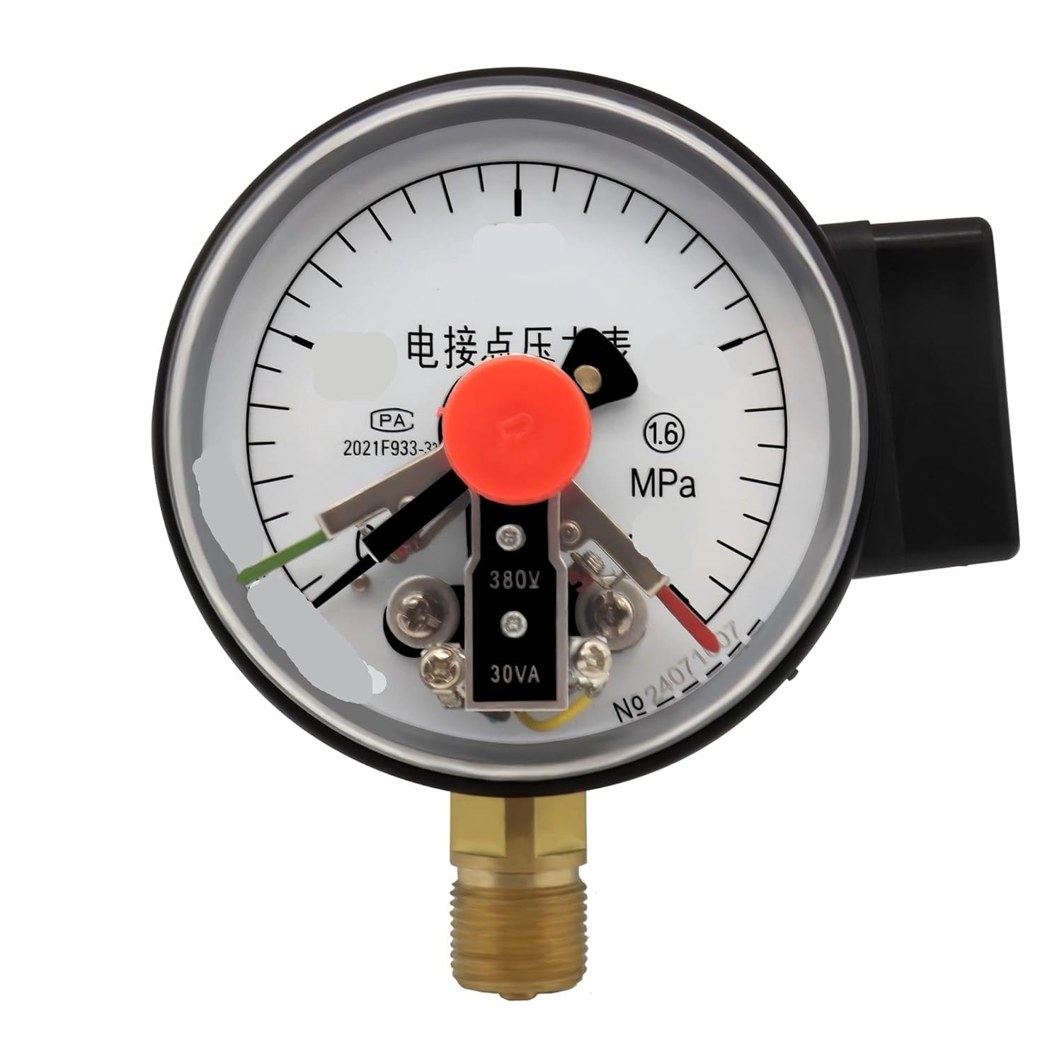 YXC100 Electric Contact Pressure Gauge Magnetic Resistance Type Upper and Lower Limit Switch Water Pressure 0-1.6MPa Pressure Gauge(25Mpa)