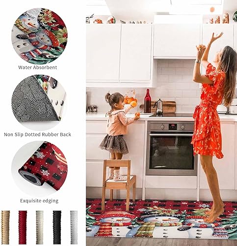 Miniatura 43 de Alfombras y tapetes de cocina Hello Fall, 2 unidades, color azul, naranja, calabaza, hoja de arce, pájaros, alfombras antideslizantes con pasillo