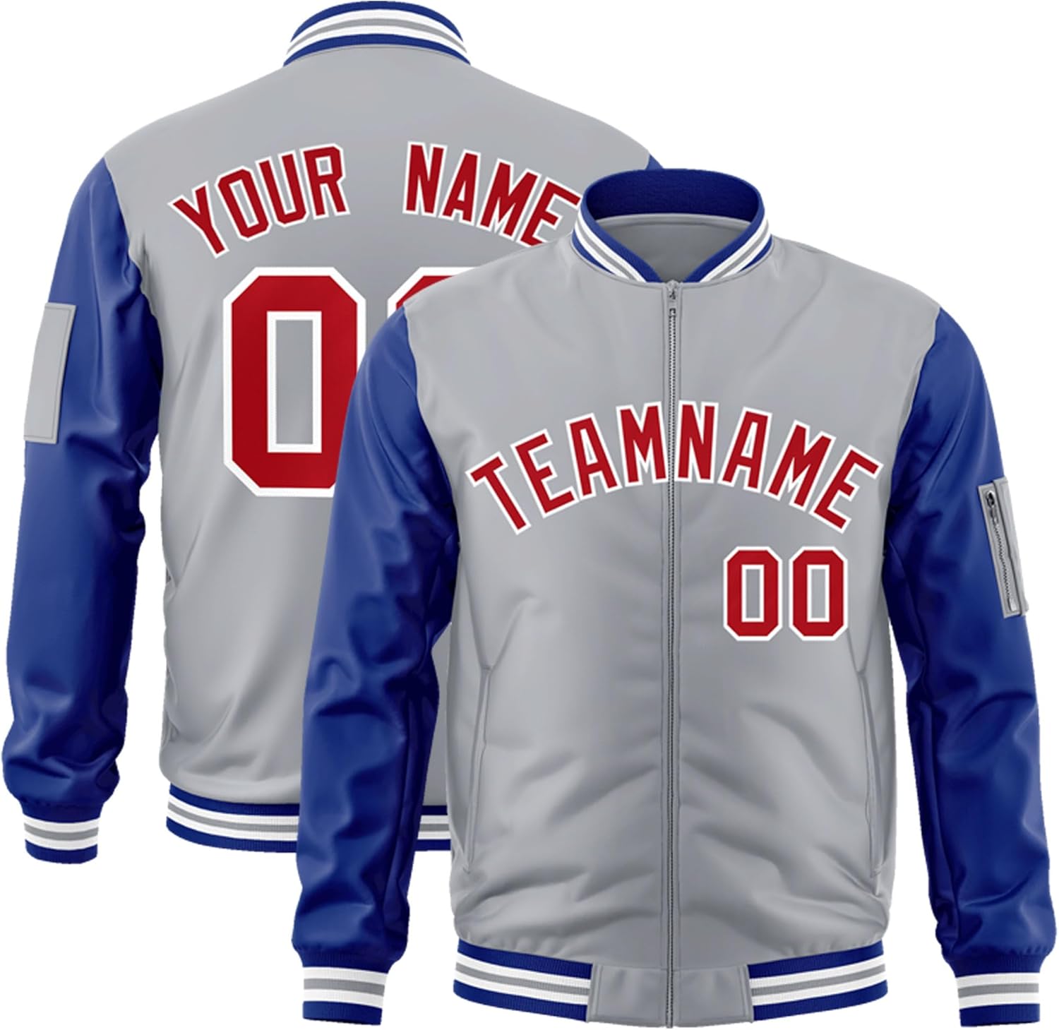 Freecustom Custom Mens Varsity Jackets Lightweight Zip Up Windbreaker Bomber Jacket Personalized Stitched Any Text Logo