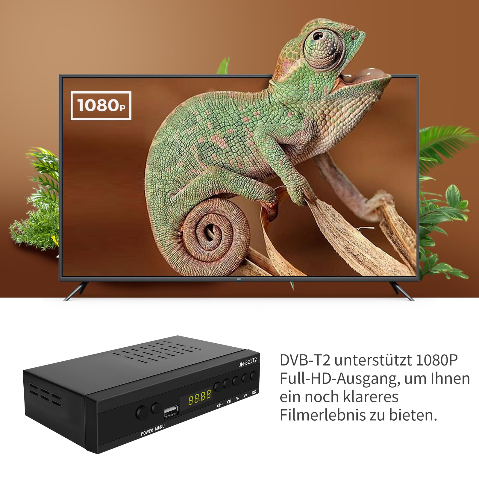 TURNER TDT/T2 Digital Receiver 2024 mit USB Mediaplayer, H.265 HEVC FTA Full HD PVR, USB, HDMI, SCART, digitaler terrestrischer TV-Tuner, Full HD 1080p High Definition Digital Receiver
