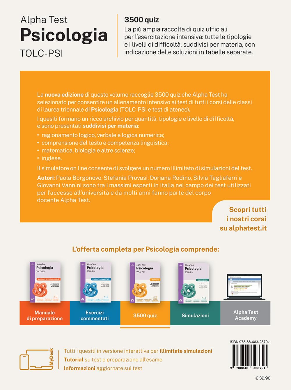 Alpha Test Psicologia TOLC-PSI 2026-2027. 3500 quiz. Per test di ammissione universitari. Con simulatore online