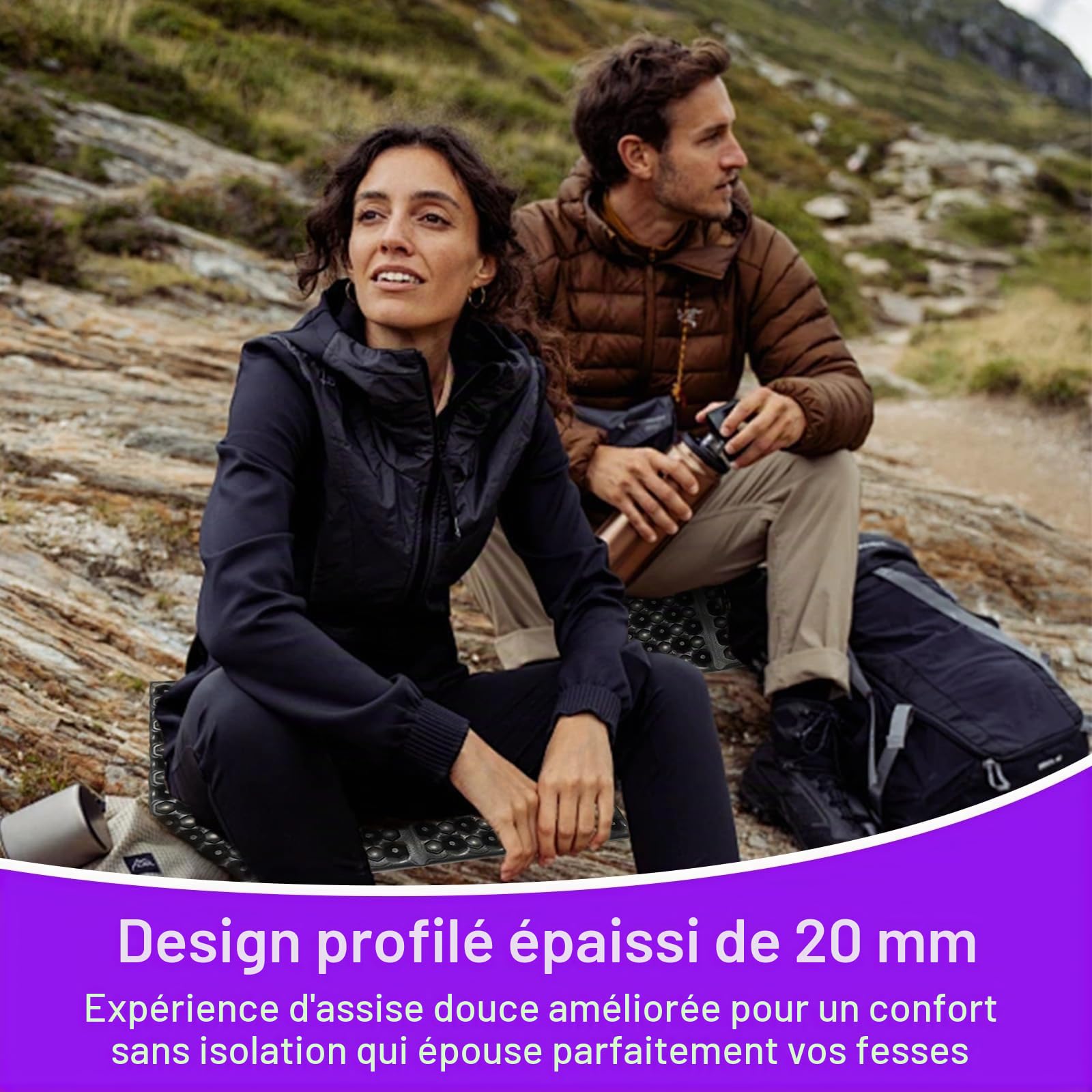 OMJMYY 2 Pièces Tapis d'Assise Pliable Coussin D'assise D'extérieur en Mousse IXPE Ultralégère de Randonnée Tapis de Siège Imperméable Thermique pour Camping Chasse Pique-Nique Jardin Plage