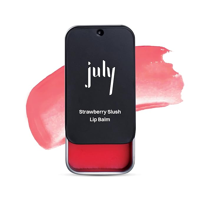 July Strawberry Slush Lip Balm | 24 hr Moisturization for Dry & Chapped Lips | Hydrate & Lighten | SPF 15 | Soft Plump Lips | Enriched with Jojoba Seed Oil & Sweet Almond Oil | 10gm
