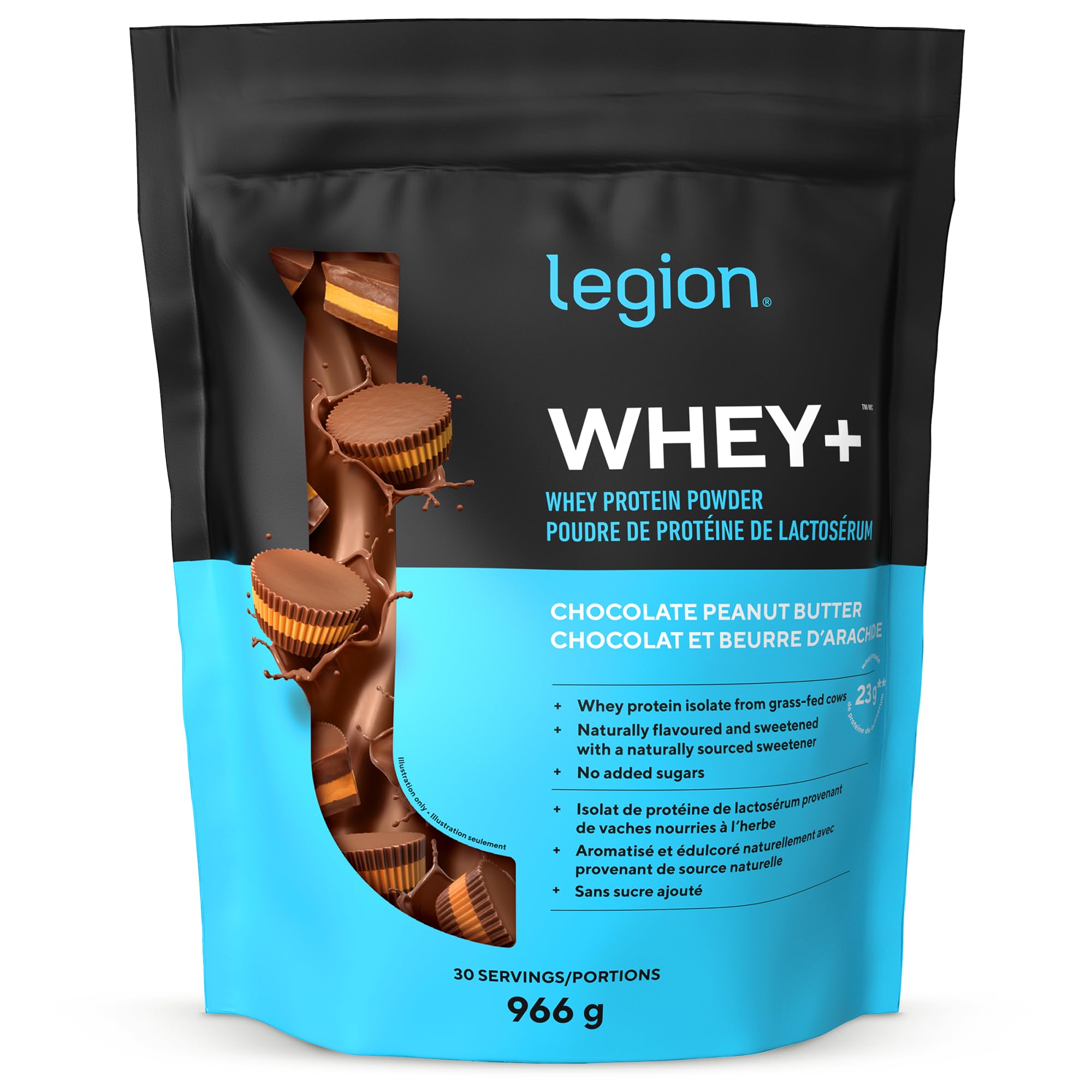 LEGION Whey+ Protein Whey Isolate from Grass Fed Cows - Whey Protein Isolate Powder Low Calorie, Non-GMO, Sugar Free, Lactose and Gluten Free, All Natural Protein Powder for Men & Women (30 Servings)