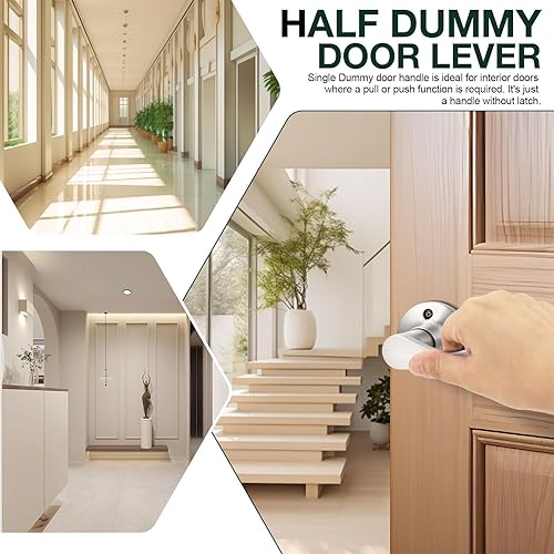 Miniatura 3 de GOBEKOR Paquete de 6 manijas de puerta de níquel satinado para diestros, palancas interiores sin giro, manija de puerta de armario