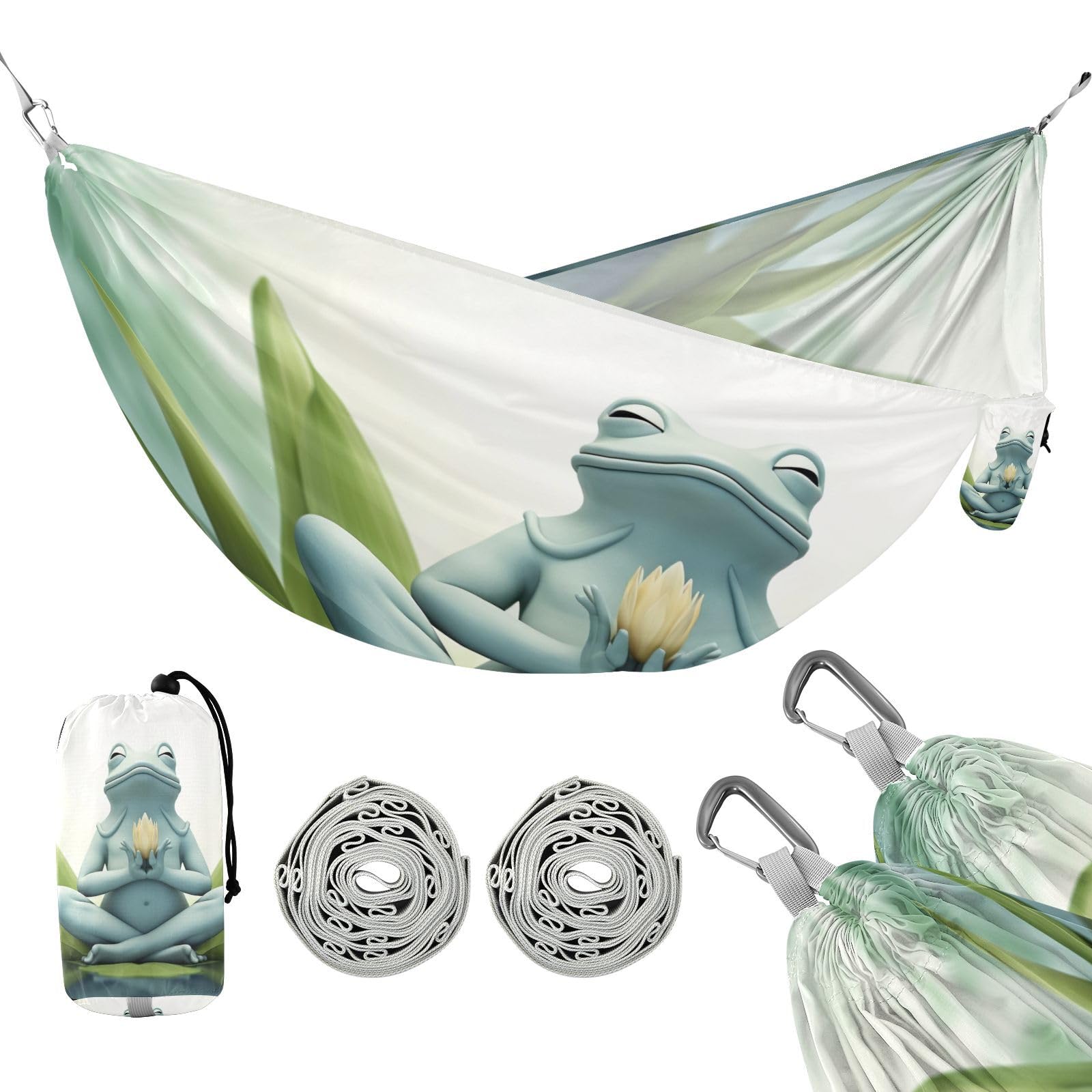 SDMKA Yoga Frog Camping Hammock, 330 lbs with 2 Tree Straps, Carry Bag, Single Portable Hammock for Outdoor/Indoor, Hiking, Beach, Backpacking, Travel