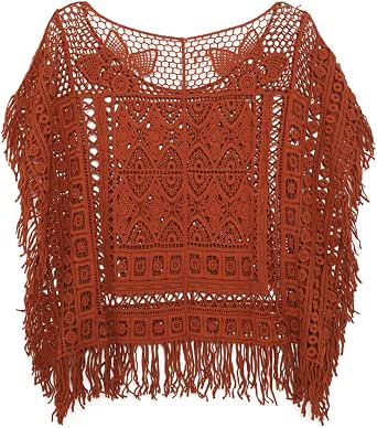 Women Boho Hippie Crochet T-Shirt Tunic Top