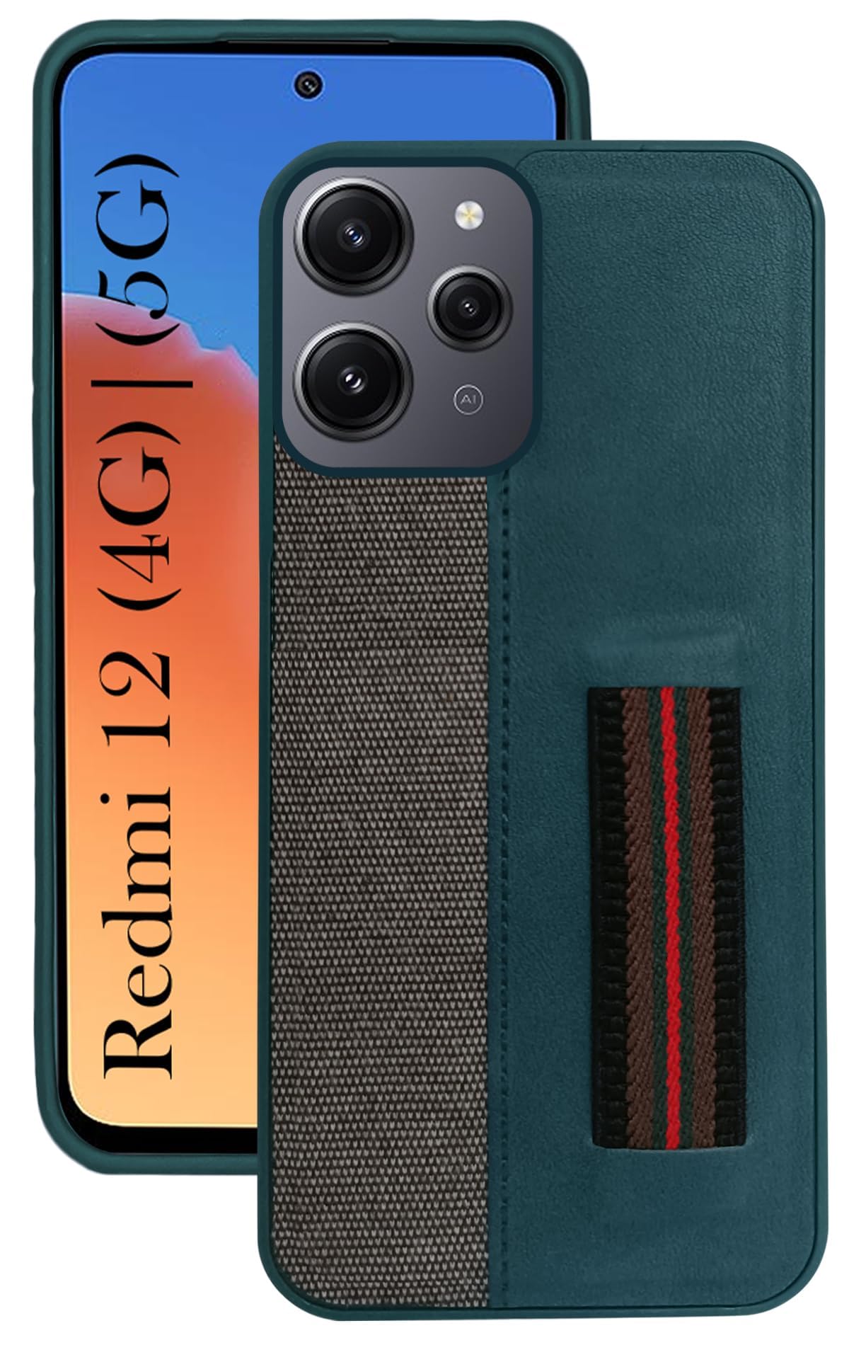 Jkobi Back Case Cover for Xiaomi Redmi 12 4G | Redmi 12 5G (Professional PU Leather | Strip Chain Holder Socket) (B0DB7JGDX8) Amazon Price History, Amazon Price Tracker