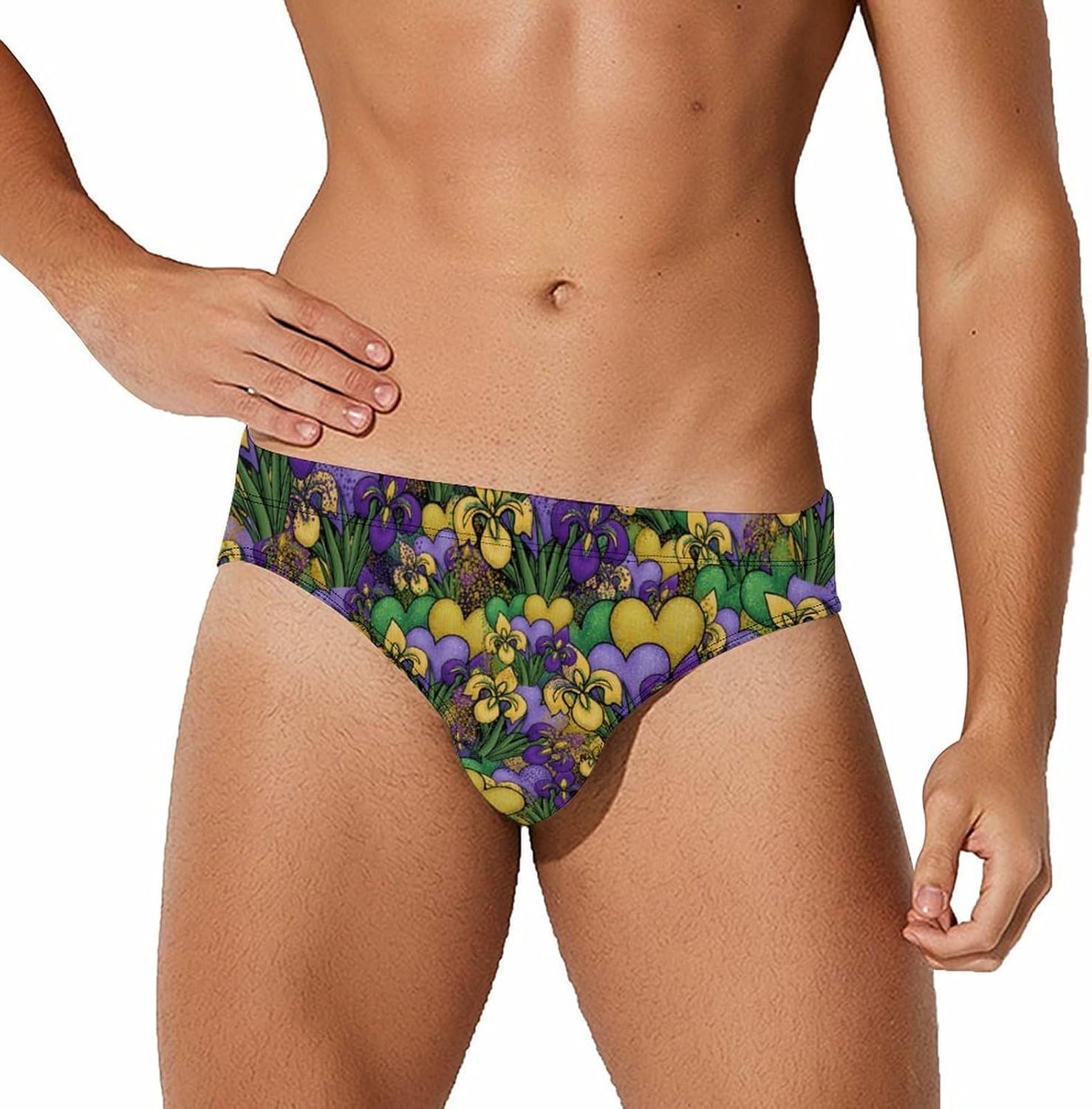 Mardi and Gras(1) Men's Swimsuit Brief Sexy Bikini Briefs Retro Printed Swimwear Quick Dry Swimming Trunks 3X-Large