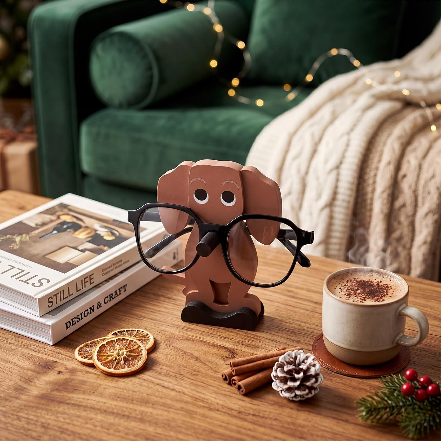 Sabary Dachshund Glasses Holder Wood Carved Dog Eyeglass Stand image 5