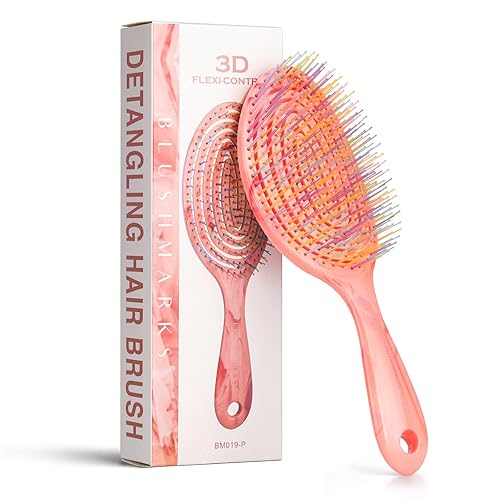 Miniatura 1 de Cepillo para desenredar cabello húmedo para cabello fino o liso, cepillo desenredante con ventilación con cerdas de nylon ultra suaves de doble capa