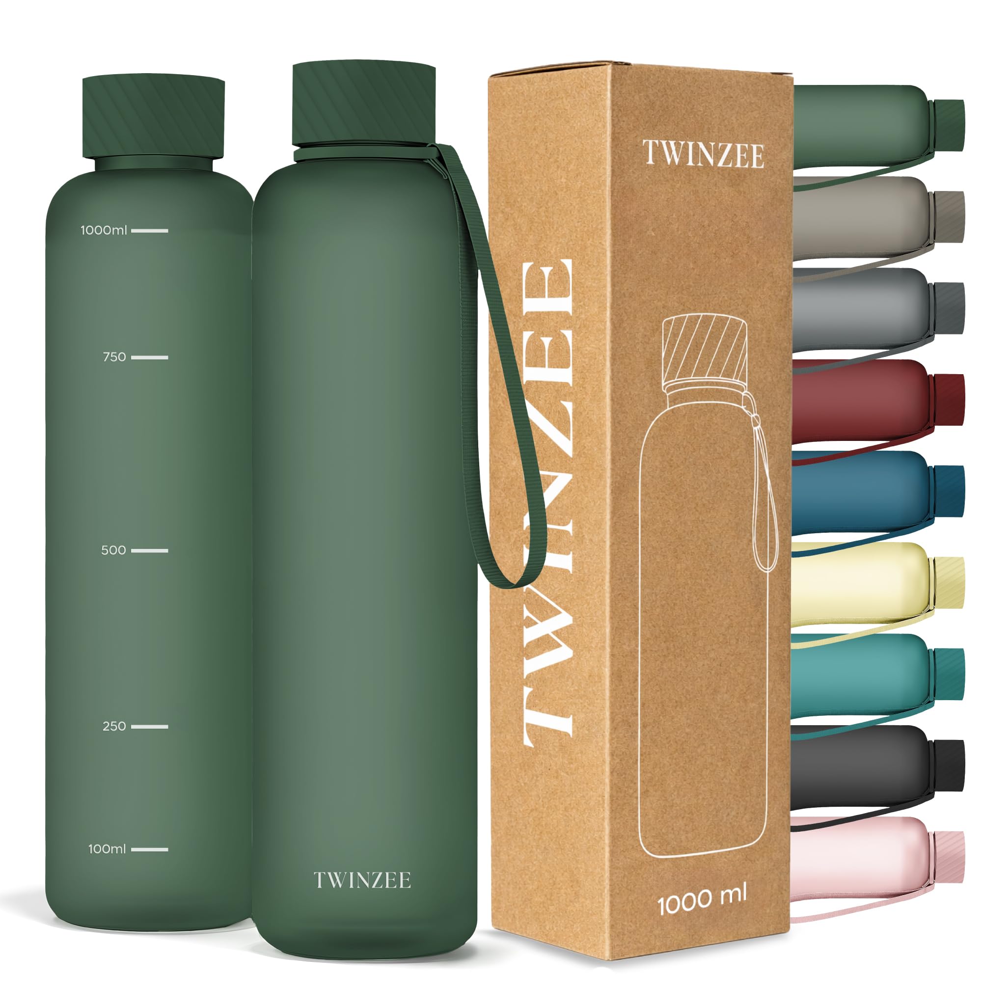 Twinzee Botella Agua 1,5 litro - Sin BPA & Antigoteo, Botella de Agua Deportiva, Oficina, Colegio, Gym, Cantimplora - Tritan Water Bottle, Verde Bosque — view 30