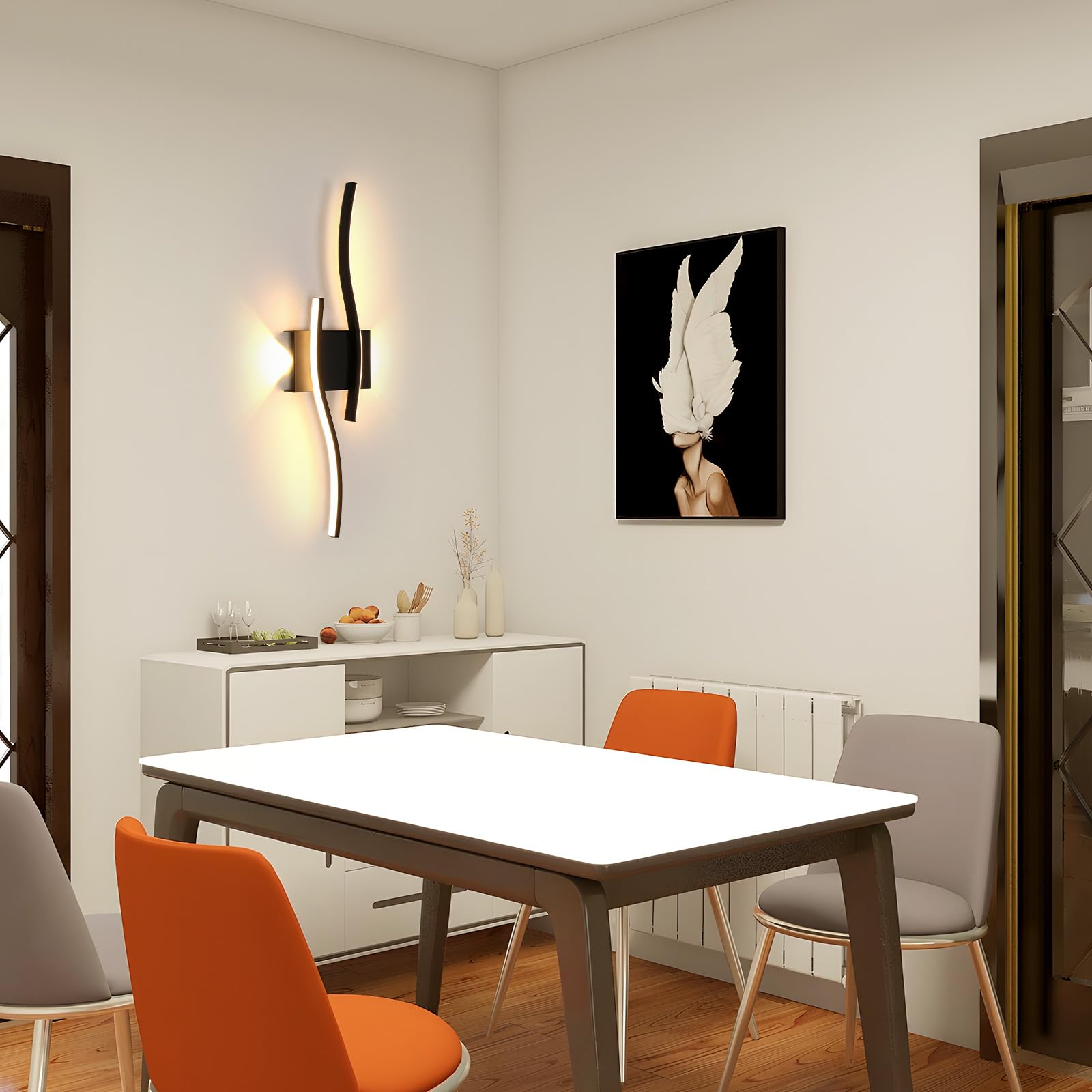Comely Applique da Parete Interno Moderna, 20W 2250LM Nero Lungo Lampada da Parete LED, Lampada a Muro in Alluminio per Soggiorno Camera da Letto Corridoio, Bianco Caldo 3000K