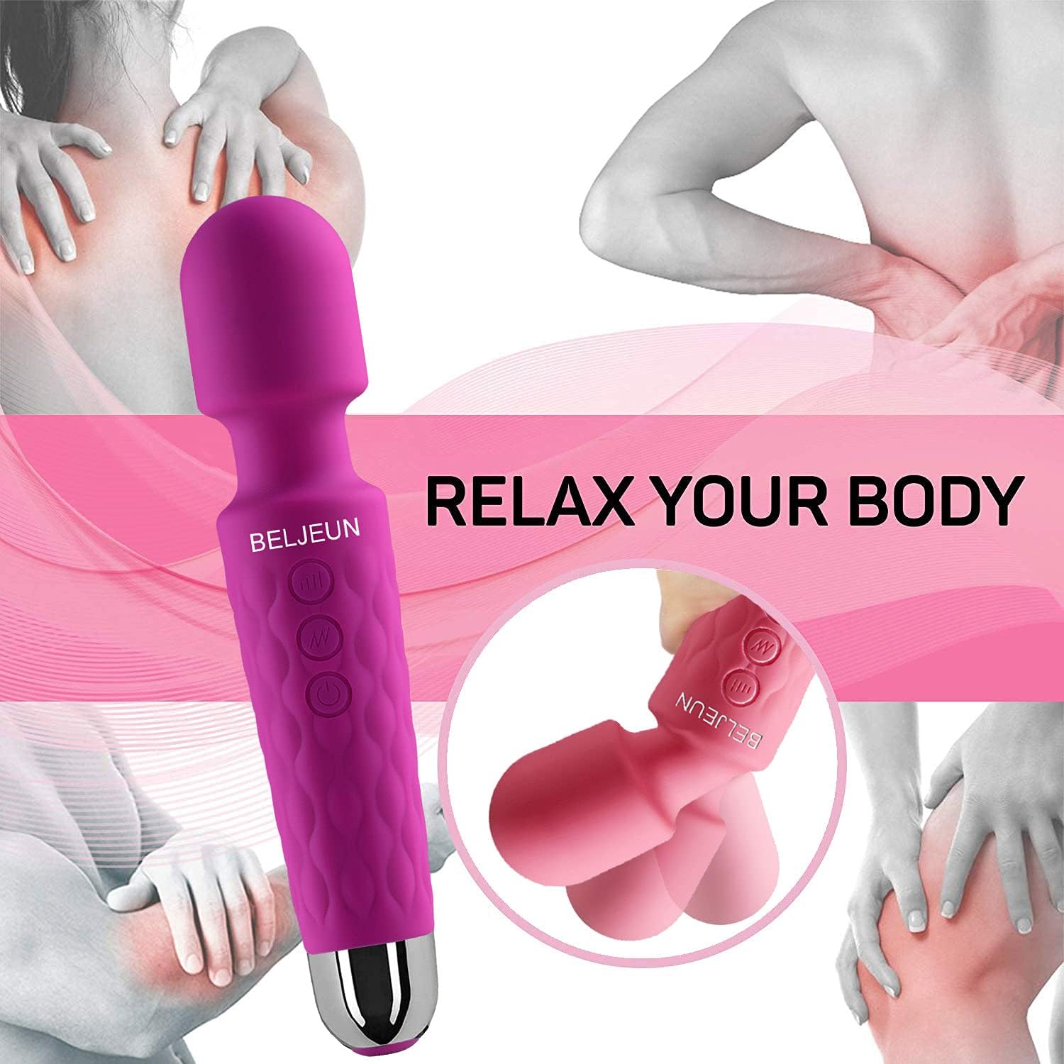 Powerful Massager with 20 Vibration Modes Whisper Handheld Cordless for Neck Shoulder Back Body Massage Sports Recovery & Muscle Aches
