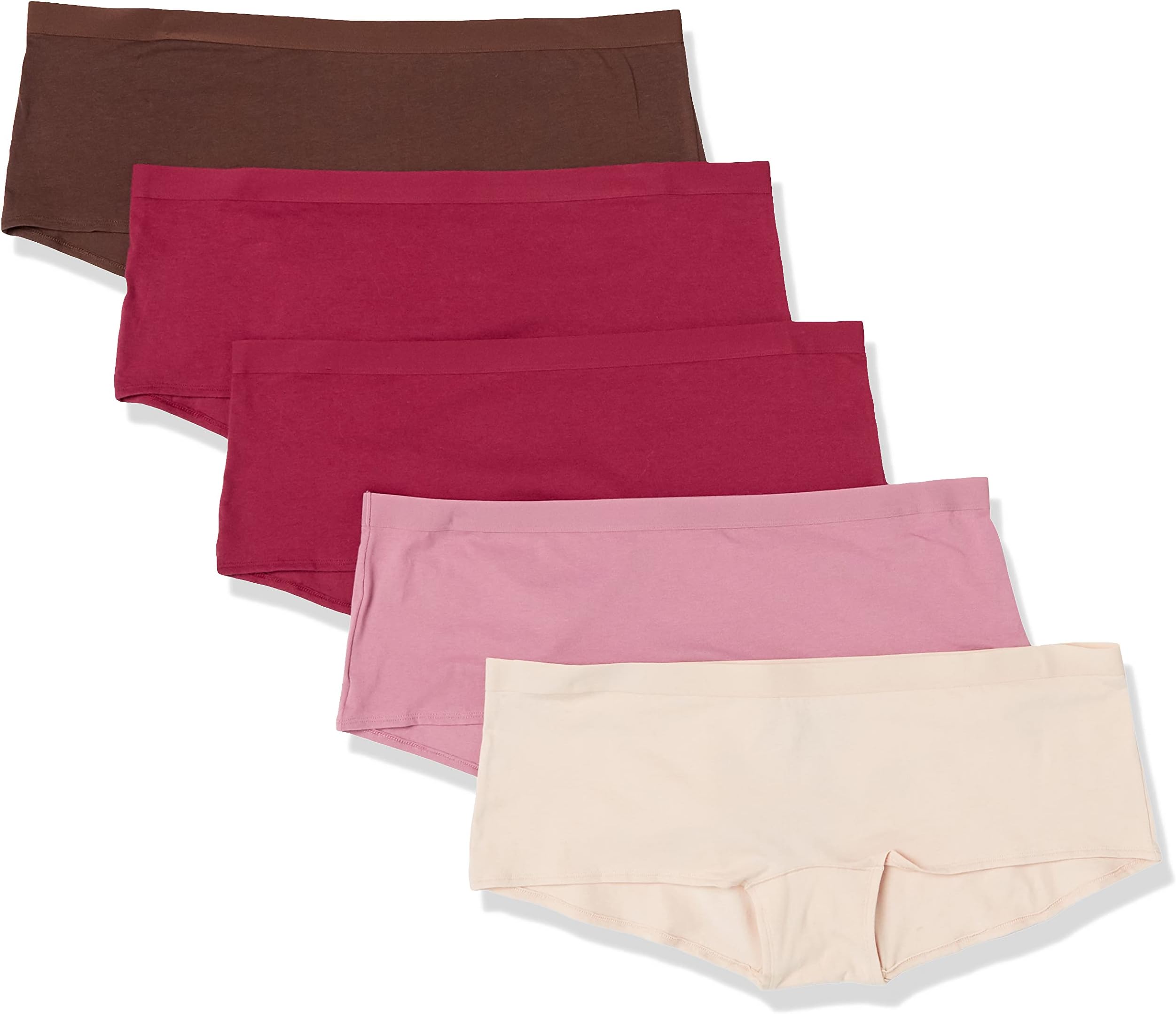Amazon Essentials Women's Cotton Boyshort Underwear (Available in Plus Size), Pack of 5