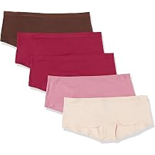 Amazon Essentials Womens Cotton Spandex Boyshort Underwear, Pack of 5