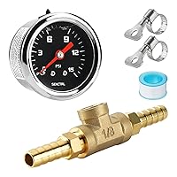Vista 16 de SENCTRL Medidor de presión de combustible de 0-15 psi, tamaño de dial de 1-1/2", montaje inferior NPT de 1/8", relleno de aceite de silicona