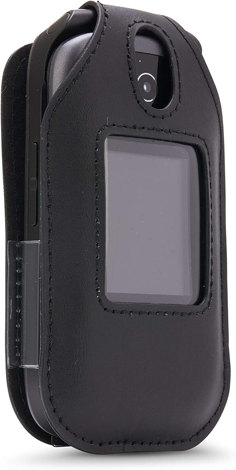 BELTRON Leather Fitted Case for Consumer Cellular Link Z2332, Link II Z2335 Flip Phone - Features: Rotating Belt Clip, Screen & Keypad Protection & Secure Fit