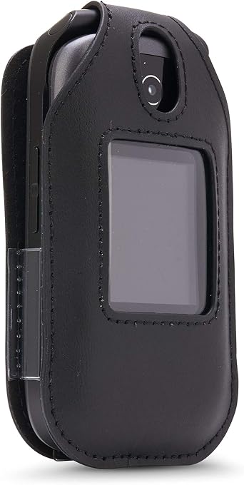 BELTRON Leather Fitted Case for Consumer Cellular Link Z2332, Link II Z2335 Flip Phone - Features Rotating Belt Clip, Screen & Keypad Protection & Secure Fit