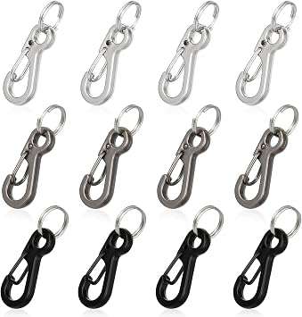 12 Sets Mini Carabiner Hooks Small Carabiner Key Ring with Metal Spring Set 2.5 cm Removable Carabiner Hook Key Ring Rings for Backpack Dog Lead Fishing