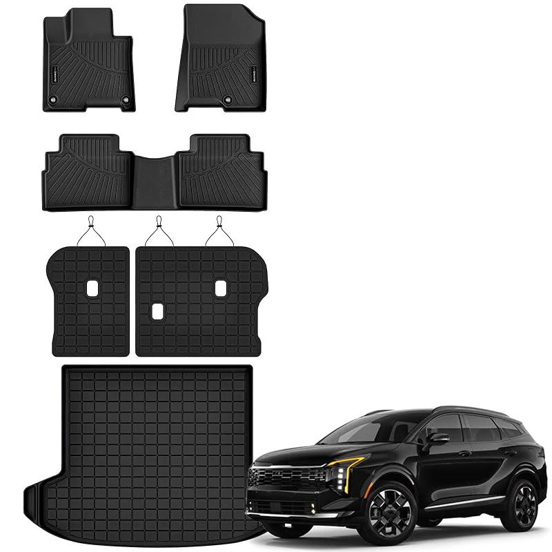 Kit de tapetes, forro do porta-malas e protetores de encosto AUXKO para Kia Sportage PHEV 2023–2027, 6 peças