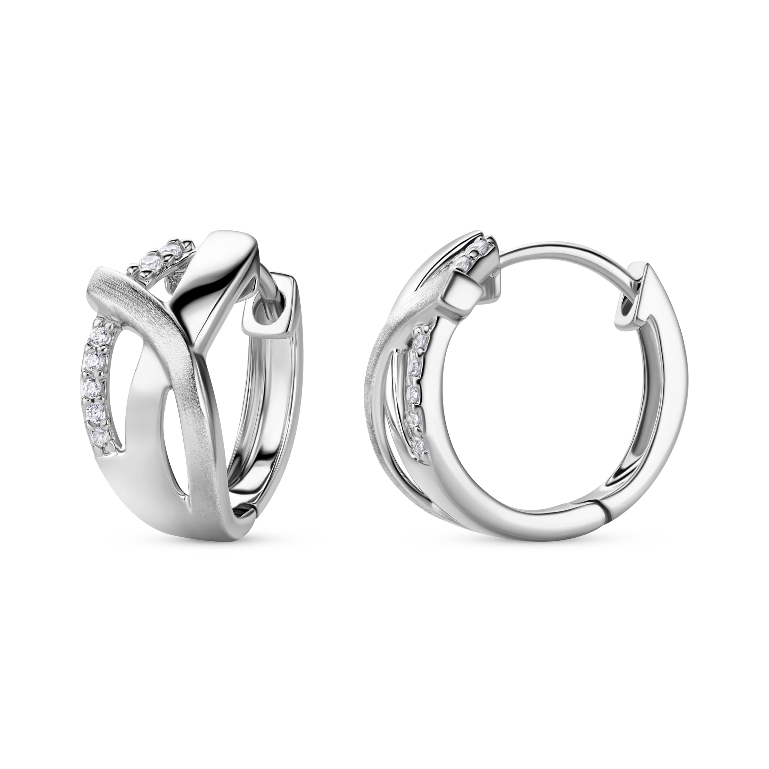 Miore Orecchini Cerchio Donna con o Senza Zirconi Brillanti in Argento 925 - Argento 925 Placcato Oro Giallo 18K 750, Orecchino Cerchi a lobo anallergici. Chiusura con perno passante e scatto.