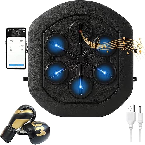 FAJOME Máquina de boxeo objetivo, máquina de boxeo de música Bluetooth montada en la pared, saco de boxeo para entrenamiento en casa, entrenamiento