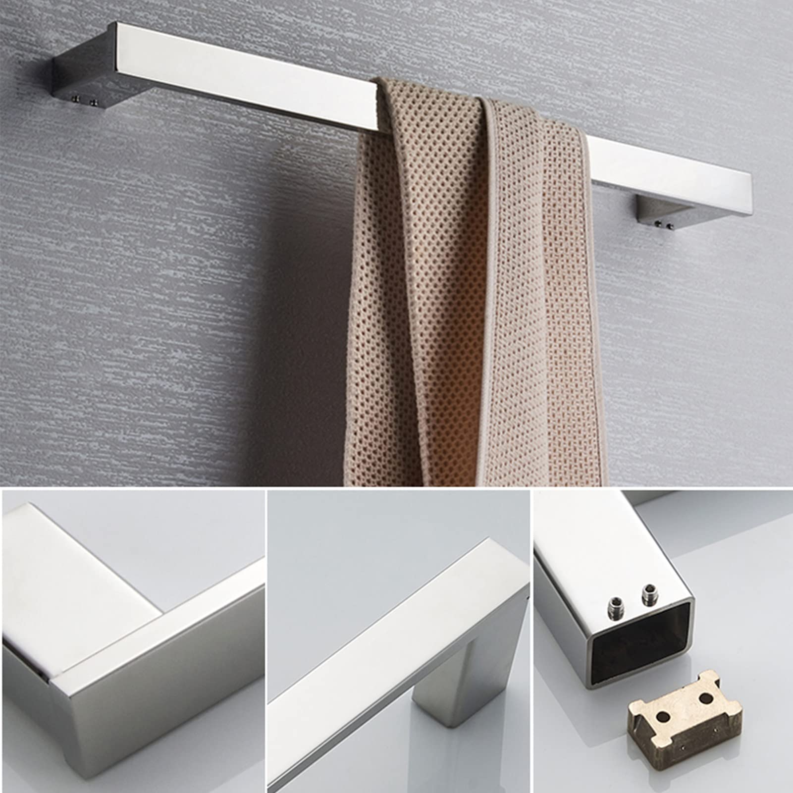 ISCBAFYX Barra para Toallas para baño, Cocina, Soporte para Toallas de Mano, Colgador para paños, Acero Inoxidable SUS304, Montaje en Pared a Prueba de Herrumbre, Acero Cepillado (tamaño: 40 cm)