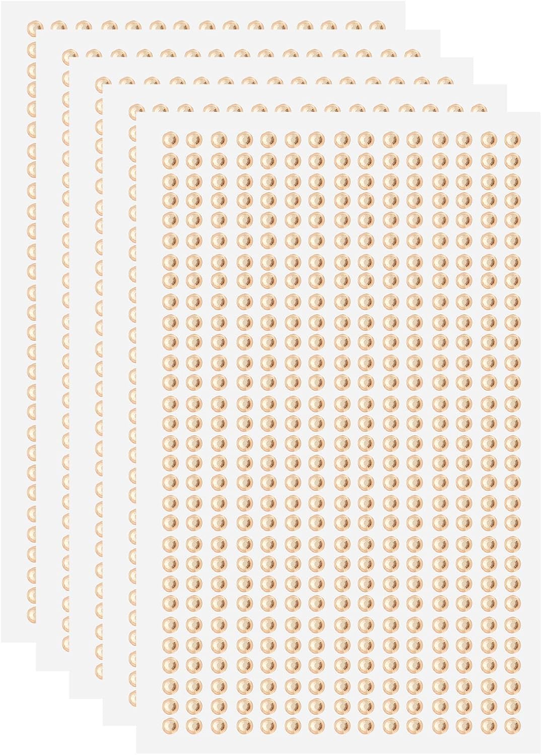 HARFINGTON 5 Sheet/2250pcs Rhinestone Adhesive Stickers Self Adhesive Acrylic Gem Sticker 3mm Plastic Face Bling Gem Stones Jewel for Nail Art Craft Clothes DIY Makeup Decoration, Gold