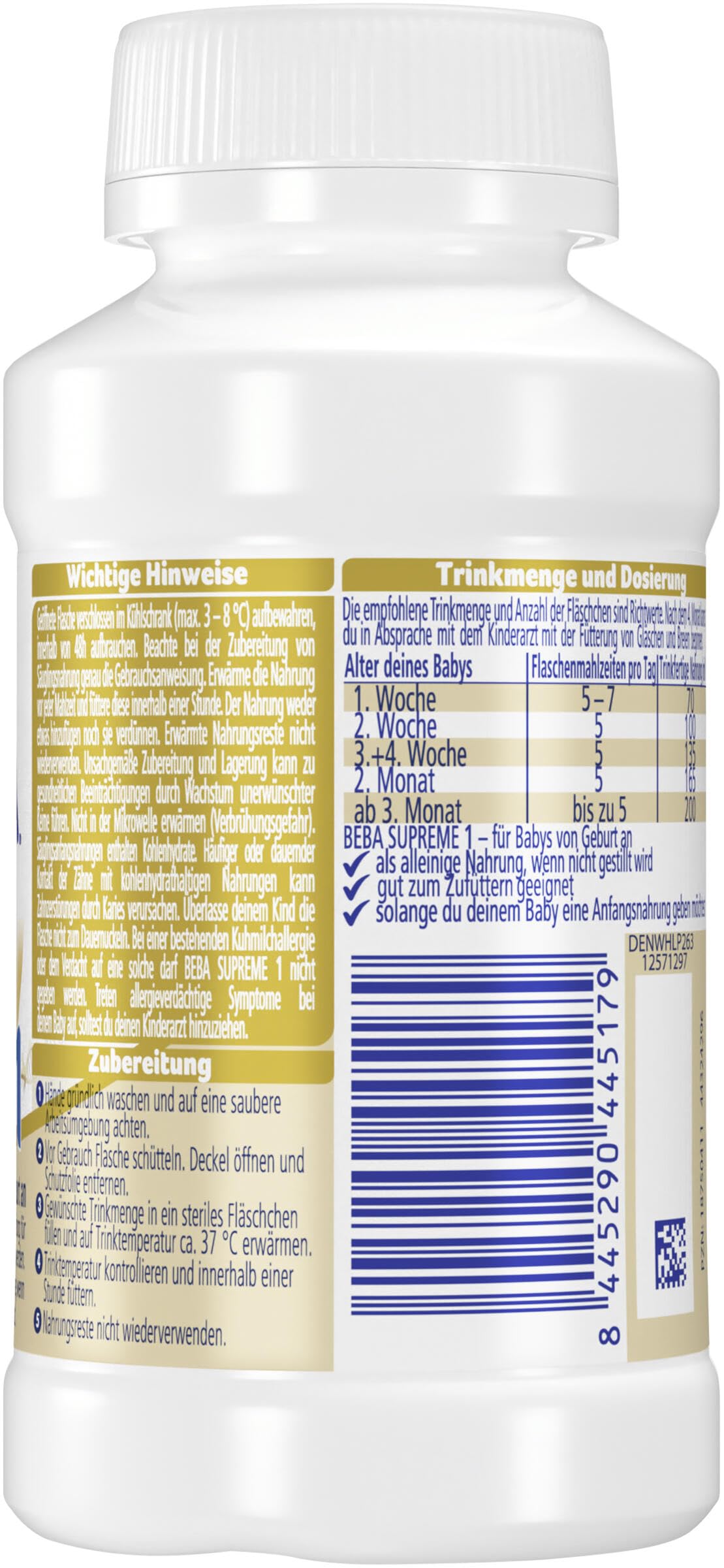 Nestlé BEBA SUPREME 1 Anfangsmilch trinkfertig, 12 x 200ml