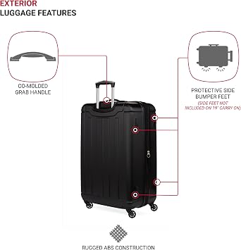SwissGear 6297 Hardside Expandable Luggage with Spinner Wheels, Black, Carry-On 18-Inch