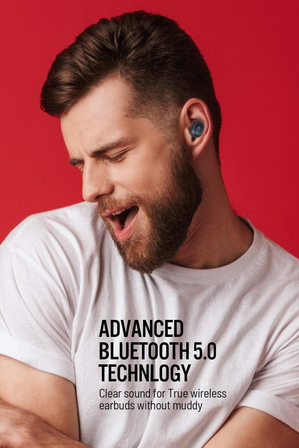 Dudios True Wireless Headphone, Bluetooth 5.0 Earbuds HiFi Stereo Sound Mini in-Ear Headset (One-Button Control, 15 hrs Playtime, Auto Pairing)-Upgraded Version