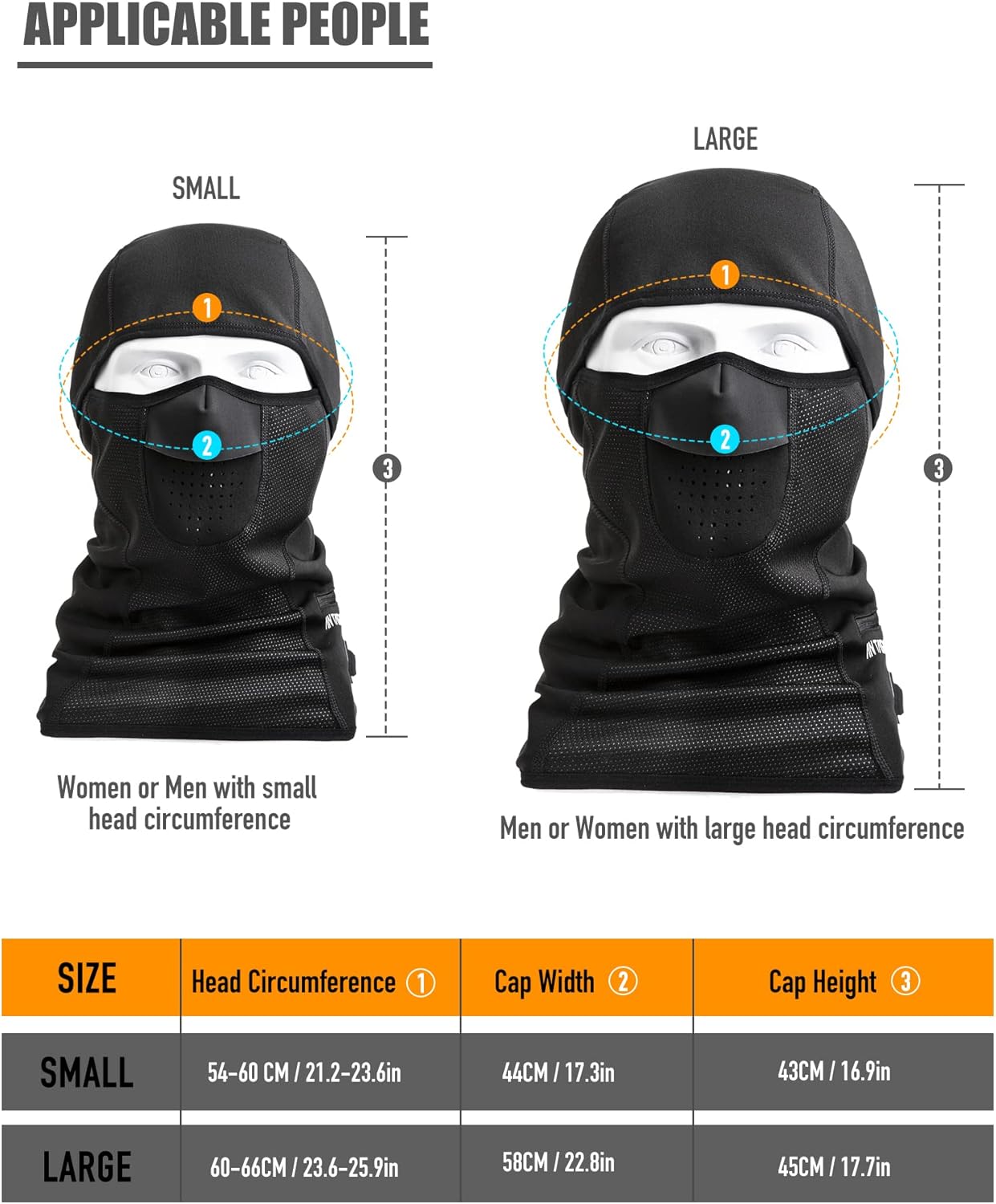 ANTARCTICA GEAR Heated Balaclava Face Ski Mask Windproof Warm Heating Hat for Motorcycle Riding Women Men : Automotive