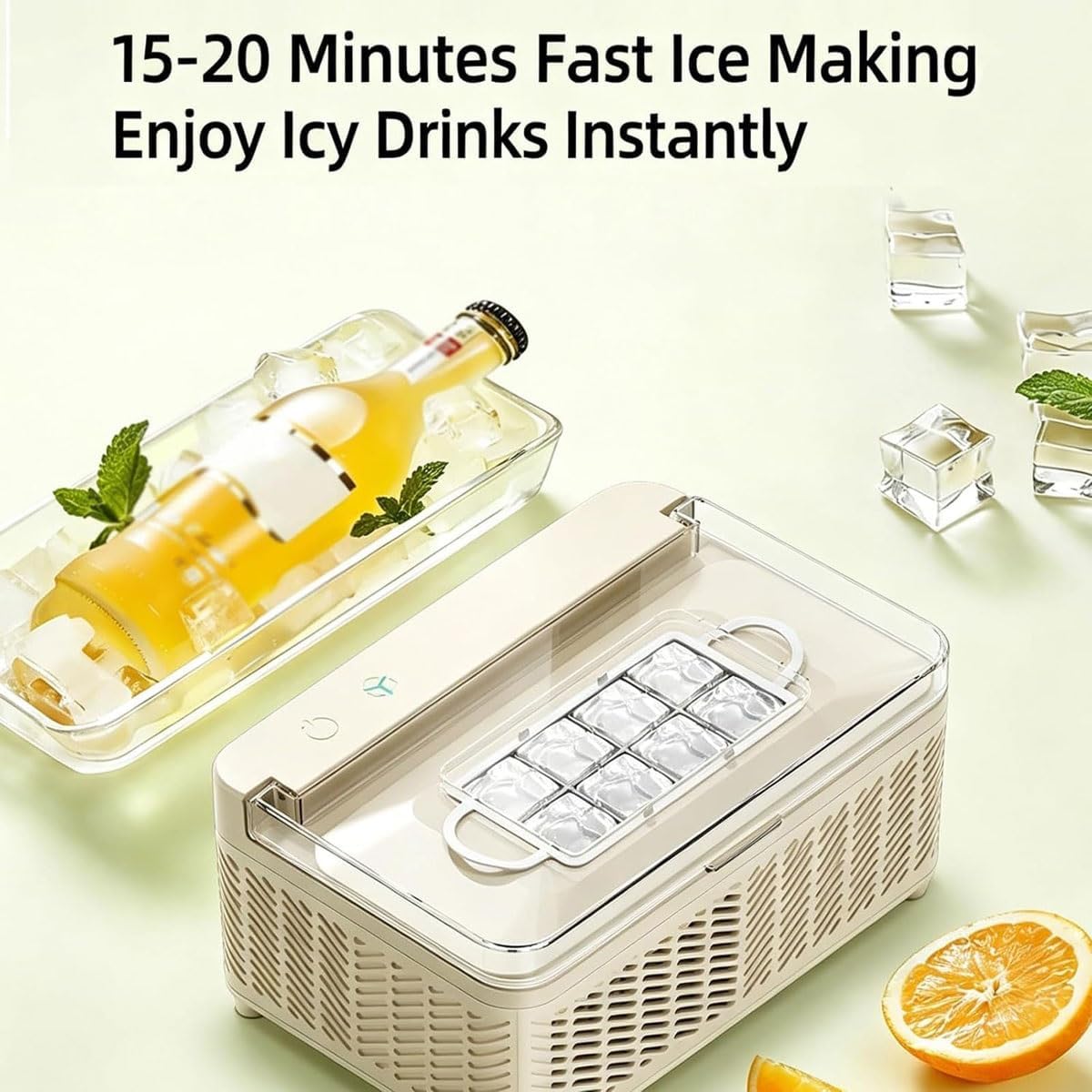 Mini Fabricador de Hielo, Máquina Portátil para Hacer Cubos de Hielo, Producción Rápida de Hielo Sólido en Forma de Cuadrado, Pequeño Fabricador de Hielo de Escritorio para Uso Diario de Bebidas