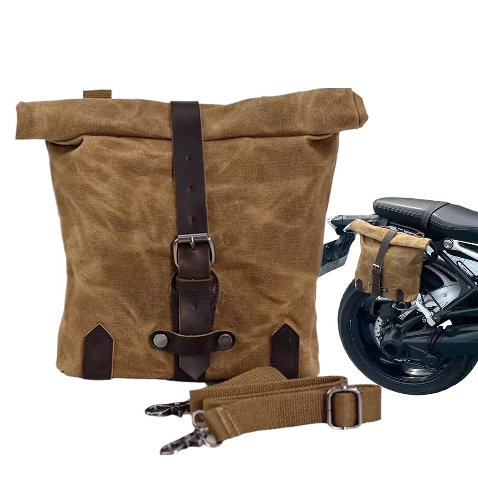 Borsa Moto - Stoccaggio manubrio in pelle PU Classica, sospettabile per il trasporto resistente alle intemperie | Organizzatore da viaggio compatto per la bici da strada Adventure Tourring CR