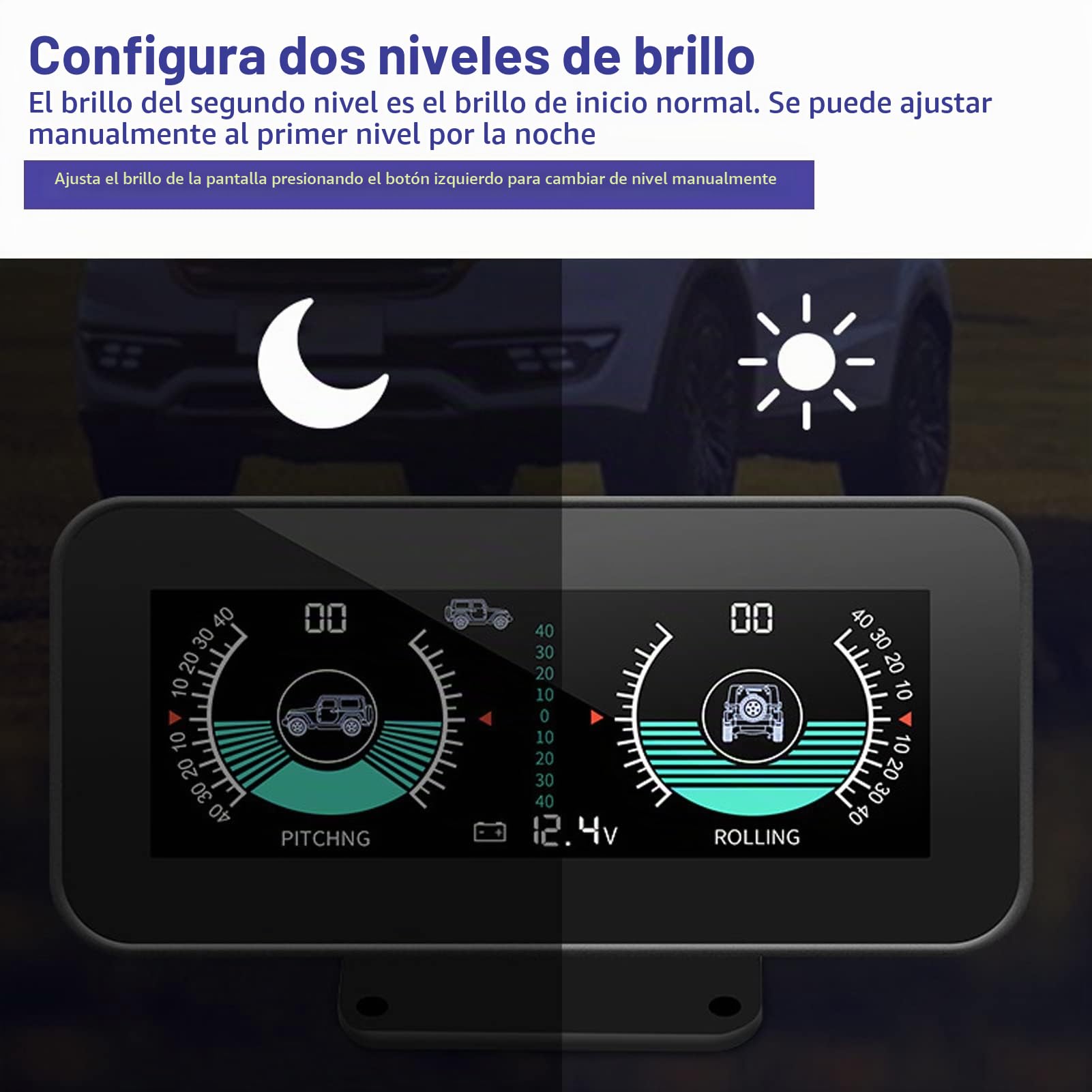 Inclinómetro para Automóvil, Medidor de Inclinación de ángulo de Paso HUD Digital Universal Medidor de Inclinación de Nivel Automotriz de Alta Resolución Indicador de Clinómetro de Brújula Electrónica