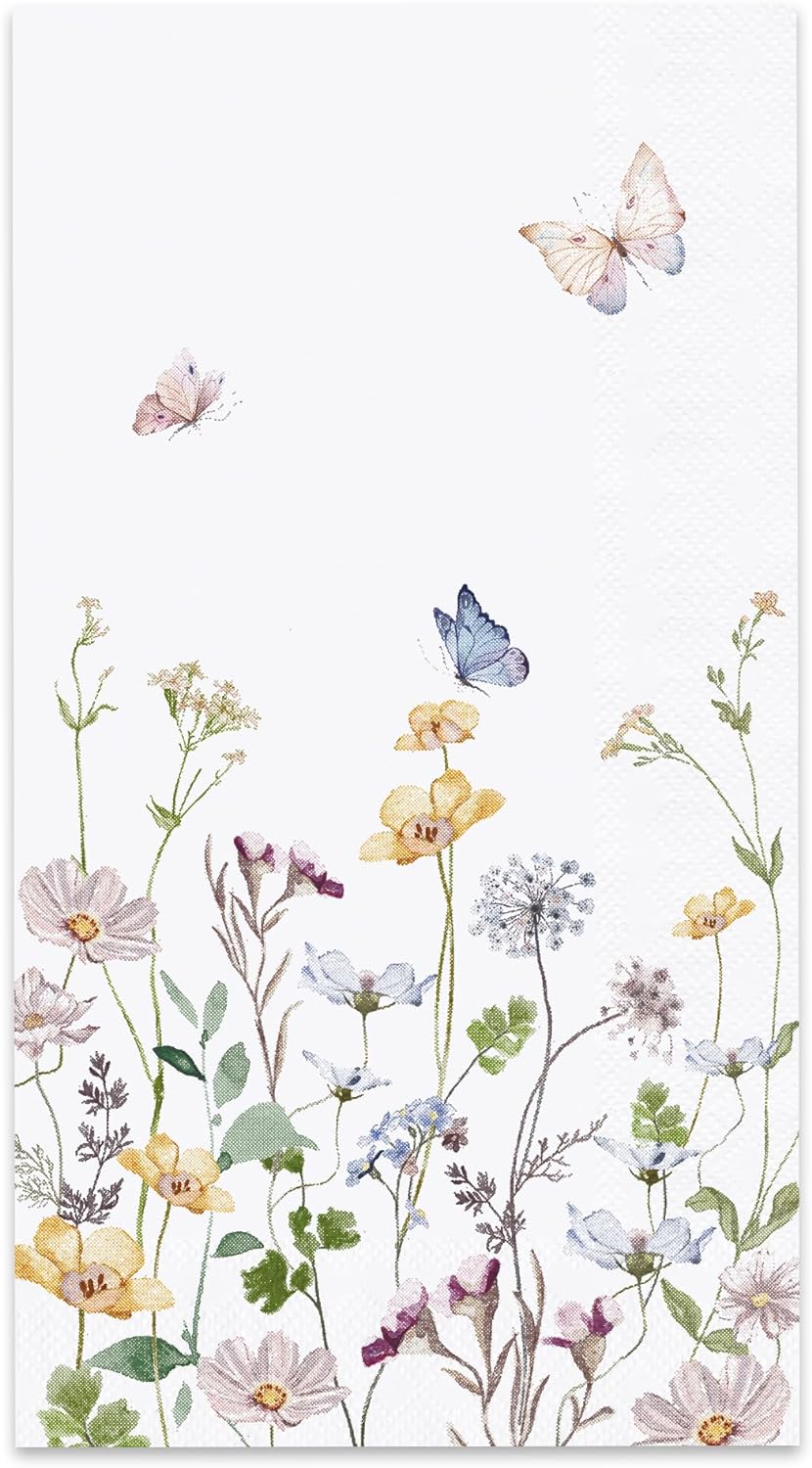 Audree 100 Pack Floral Disposable Napkins – Decorative 3-Ply Guest Napkins for Bathroom, Dinner, Wedding, Bridal Shower, Baby Shower, Birthday, and Tea Party