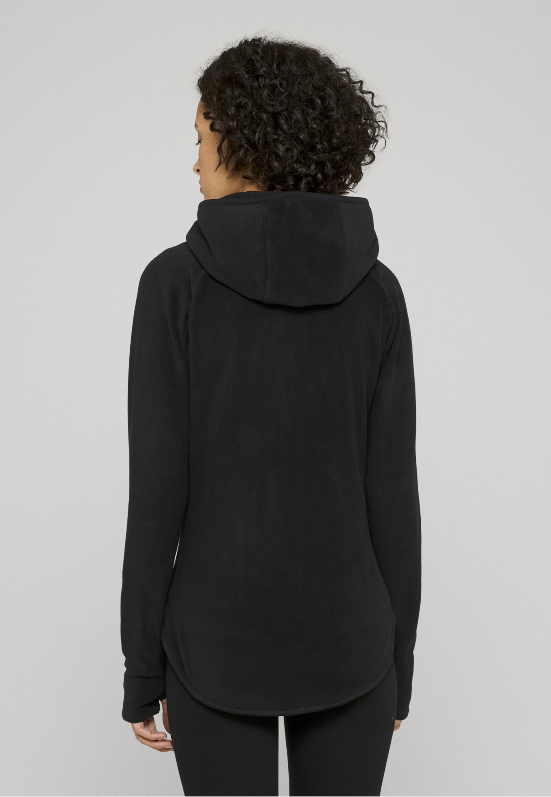 Urban Classics Ladies Polar Fleece Zip Hoodie Mujer Capucha con Cremallera Negro Daumenlöcher Regular
