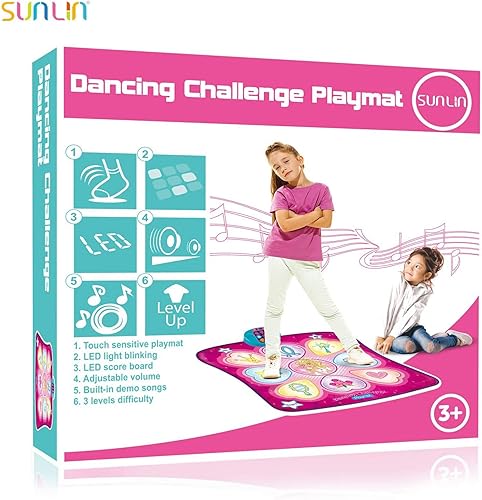 Miniatura 8 de SUNLIN Tapete de Baile - Tapete de Juego de Pasos Rítmicos - Almohadilla de Juguete de Baile con Luces LED, Regalo para Niños y Niñas de 3-12 años