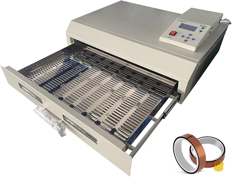 Reflow Oven Soldering Machine T-962C 600x400mm15.7 x 23.6 inch Professional Automatic Infrared Heater 0-280C Soldering Machine with 2 Rolls High Temperature Resistant Tape